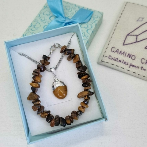 CONJUNTO OVAL OJO DE TIGRE