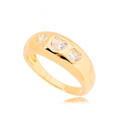 Anel 3 Corações Zircônia