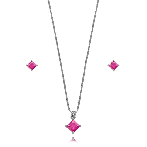 Conjunto Cristal Quadrado Rosa Rubelita - comprar online
