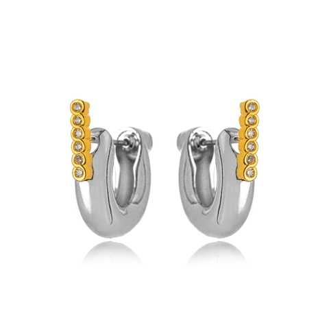 Argola Bicolor Micro Zircônia - comprar online