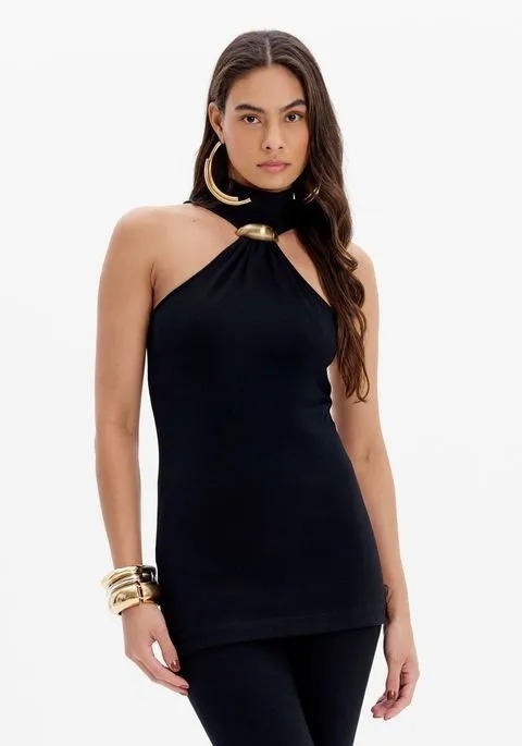 BLUSA COM GOLA ALTA LANÇA PERFUME