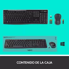 KIT TECLADO Y MOUSE BLUETOOTH INALÁMBRICO LOGITECH MK270 ESPAÑOL LATINOAMERICA NEGRO en internet