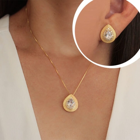 Conjunto gota com zircônias