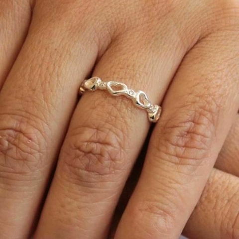 Anel corações na Prata 925