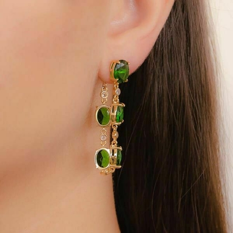 Brinco de Cristais e Zircônias Verde