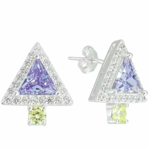 Brinco Bicolor Cravejado Lilas