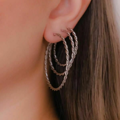 Brinco Trio Argolas Fio Torcido