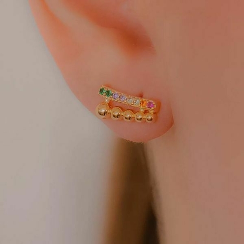 Brinco zircônias coloridas