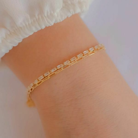 Pulseira duas voltas com cristais