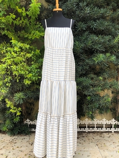 ESMERAL - VESTIDO BEGE COM LISTRAS - G