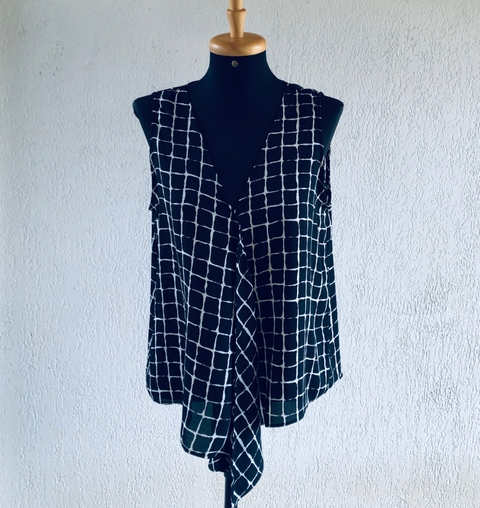 ZARA BASIC - BLUSA REGATA QUADRICULADA