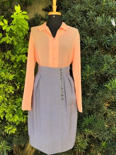 Imagem do BURBERRY - SAIA CINZA FECHO LATERAL - 38