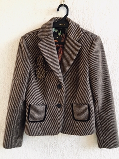 ZARA BASIC - BLAZER DE LÃ MARROM - P