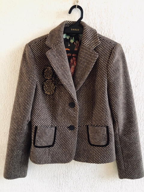 ZARA BASIC - BLAZER DE LÃ MARROM - P