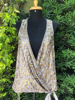 SHOULDER - BLUSA CAQUI PAETÊS - P