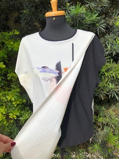 ZARA - BLUSA ESTAMPADA RECORTE - M na internet