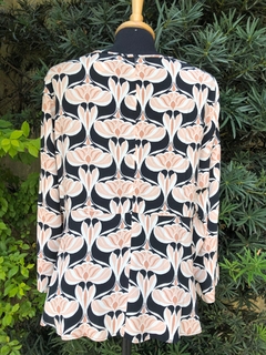 ZARA WOMAN - BLUSA BATA PRETA COM ESTAMPA - comprar online