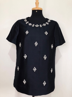 TORY BURCH - BLUSA PRETA APLICAÇÕES - P