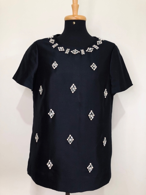 TORY BURCH - BLUSA PRETA APLICAÇÕES - P