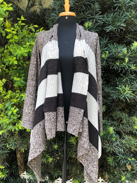SEM MARCA - CASACO TRICOT LISTRADO - M