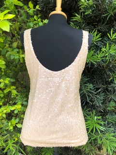 OPÇÃO - BLUSA REGATA PAETÊS ROSÊ - M - Maria Madame Desapegos - Multimarcas e Luxo!