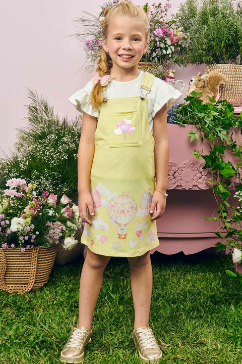 Conjunto de Blusa em Cotton com Salopete em Molevisco Linho