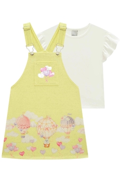 Conjunto de Blusa em Cotton com Salopete em Molevisco Linho - comprar online