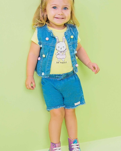 conjunto jeans 3 peças