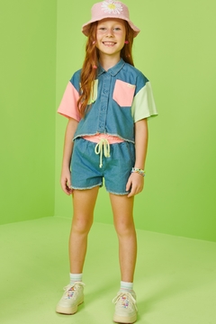 conjunto jeans colorido - comprar online