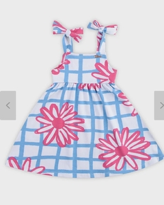 Vestido xadrez floral em cotton - comprar online