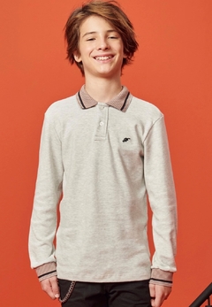 Camisa Polo Johnny em Suedine com Punhos e Gola Retilínea