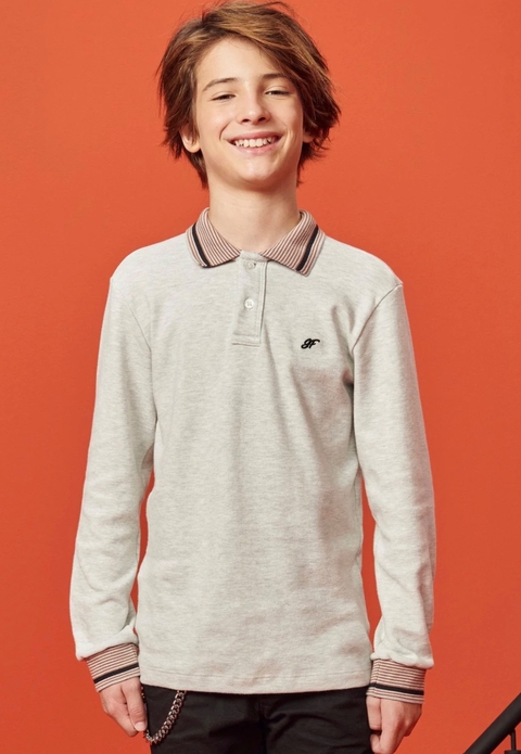 Camisa Polo Johnny em Suedine com Punhos e Gola Retilínea