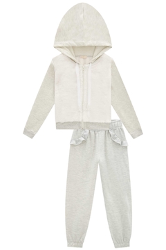 Conjunto Clean de Jaqueta em Moletom com Pelúcia e Pelo Liso e Calça em Moletom com Pelúcia - Pula e Rola Kids Store