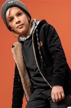 Jaqueta Johnny Boy em Moletom com Pelúcia com Forro em Pelo Carneirinho