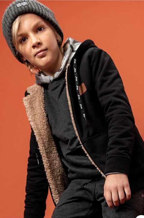 Jaqueta Johnny Boy em Moletom com Pelúcia com Forro em Pelo Carneirinho