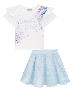 Conjunto de Blusa em Cotton com Saia em Paetê na internet