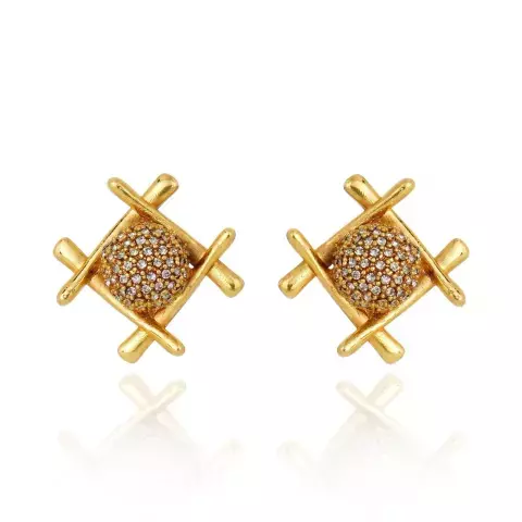 Brinco M Cravejado Prata Velha - Cruzada - Claudia Arbex