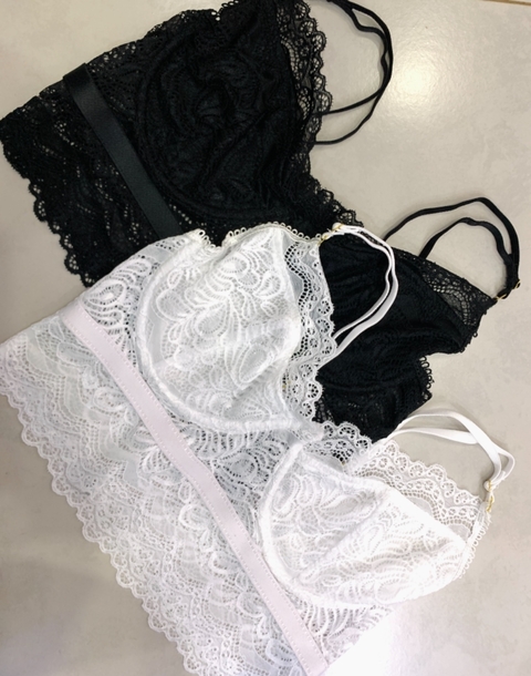 CROPPED RENDA PRETO