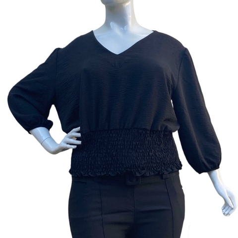 Blusa Cropped Plus Size Elástico Largo Cintura