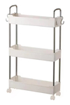 Prateleira carrinho organizador multiuso Branca 3 andares - 40*12*62cm com alças e rodinhas GH202 Prateleira carrinho organizador multiuso Branca 3 andares - 40*12*62cm com alças e rodinhas GH202