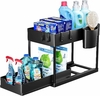 Organizador multiuso 2 níveis com bandeja corrediça para banheiro e cozinha - Preto - GH212 Organizador multiuso 2 níveis com bandeja corrediça para banheiro e cozinha - Preto - GH212