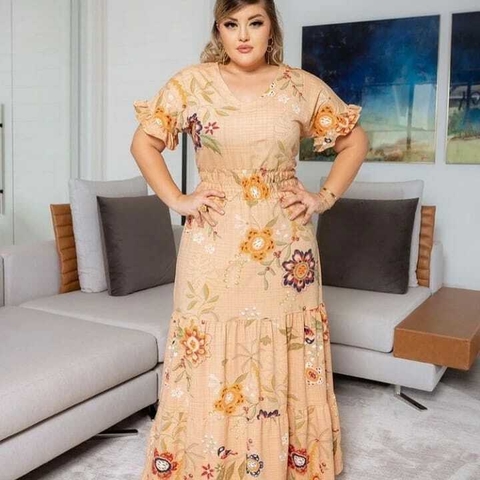 Vestido Creme Estampado