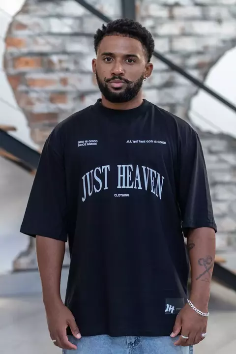 OVERSIZED JUST HEAVEN GOD IS GOOD PRETA - comprar online