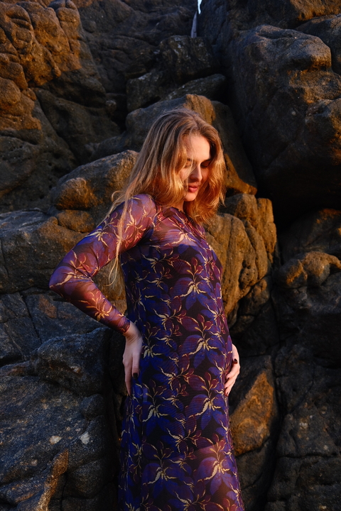 vestido tule violeta