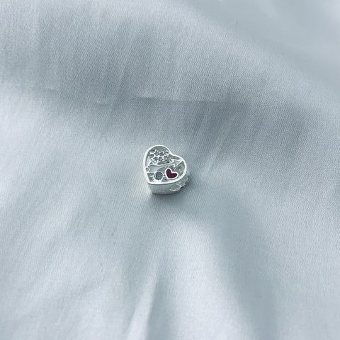 Berloque separador coração 2 corações