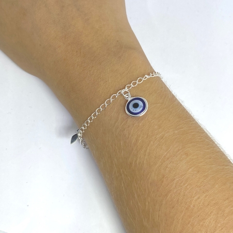 Pulseira pingente olho grego azul escuro