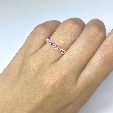 Anel balão cravejado colorido