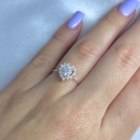 Anel zircônia coração