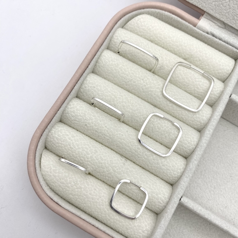 Trio de brinco argola quadrado g