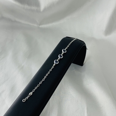 Pulseira 3 elos coração zircônia lilás